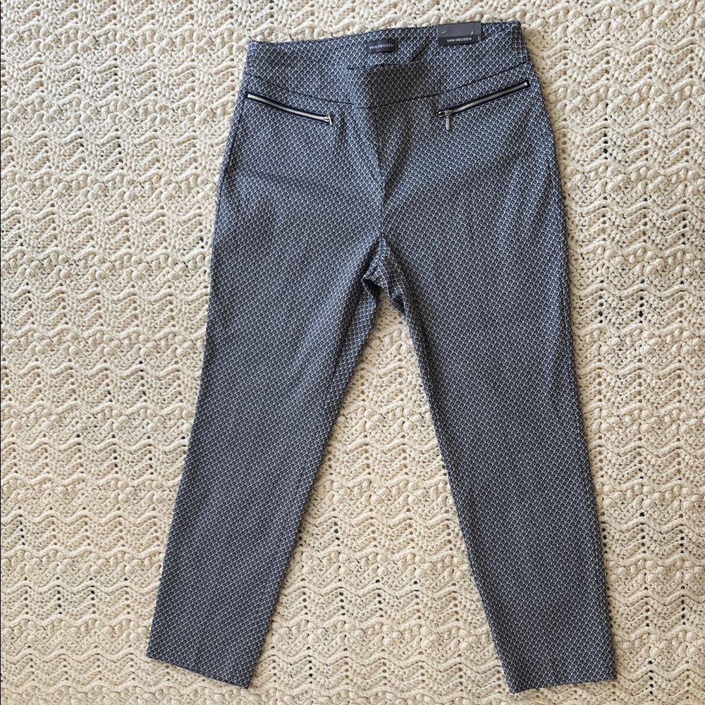 Van Heusen Black & White Patterned Cropped Pants